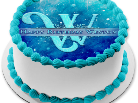 Winter Ice Monogram Customizable Edible Cake Topper Image ABPID56544 For Discount