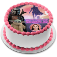 The Mandalorian and the Child Grogu Sunset  Photo Frame Edible Cake Topper Image ABPID56530 Cheap