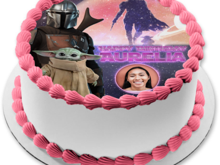 The Mandalorian and the Child Grogu Sunset  Photo Frame Edible Cake Topper Image ABPID56530 Cheap