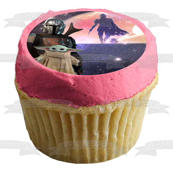 The Mandalorian and the Child Grogu Sunset  Photo Frame Edible Cake Topper Image ABPID56530 Cheap