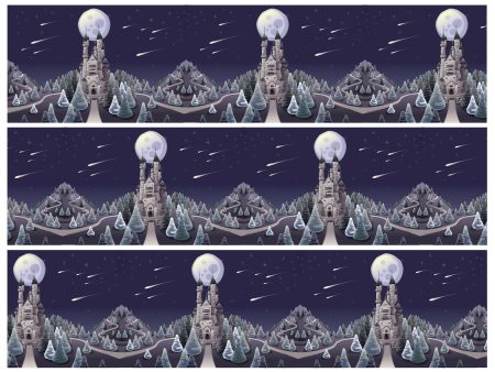 Castle and Forest Full Moon Fantasy Dnd Edible Cake Topper Image Strips ABPID56471 Hot on Sale