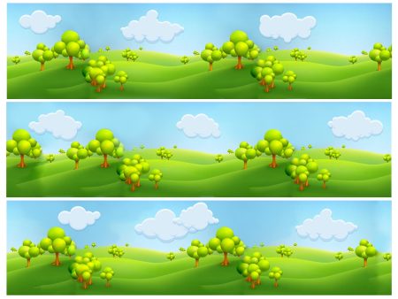 Cartoon Trees and Clouds Landscape Edible Cake Topper Image Strips ABPID56472 For Discount