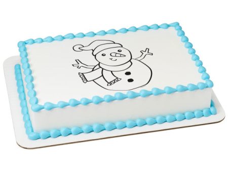 Paintable Winter Snowman Edible Cake Topper Image For Sale