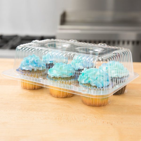 6-Cup High Top Hinged Plastic Cupcake Container Cake Box Online